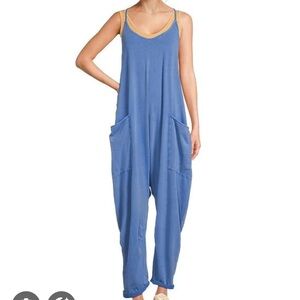 Free People Movement Hot Shot Onesie Jumpsuit in Riviera Blue